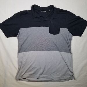 TravisMathew Men's Black and Gray Colorblock Polo
